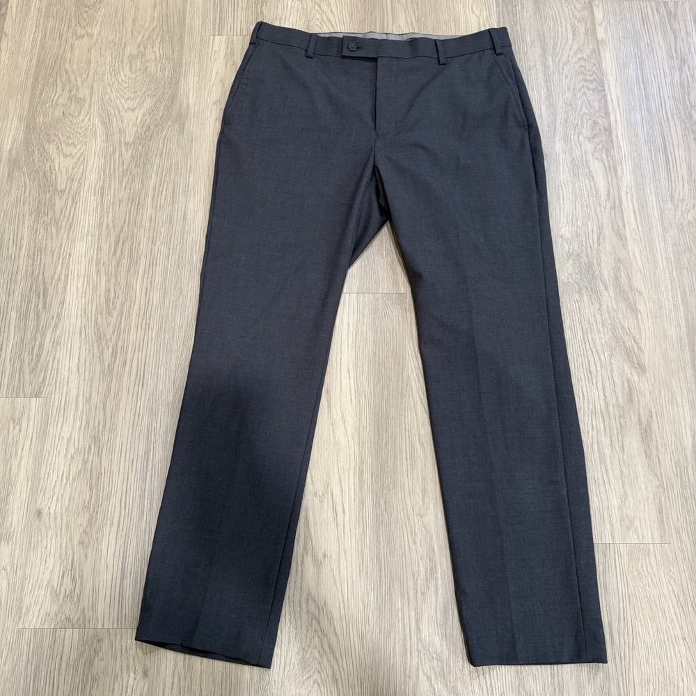 Calvin Klein Men's Slim Fit Dress Pants 36x30 Charcoal Gray Flat Front Career